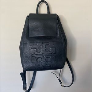 Tory Burch Drawstring Black Leather Backpack
